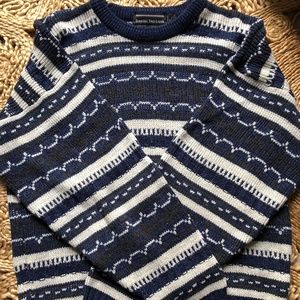 Vintage David Taylor Blue and White Medium Chunky Knit Sweater